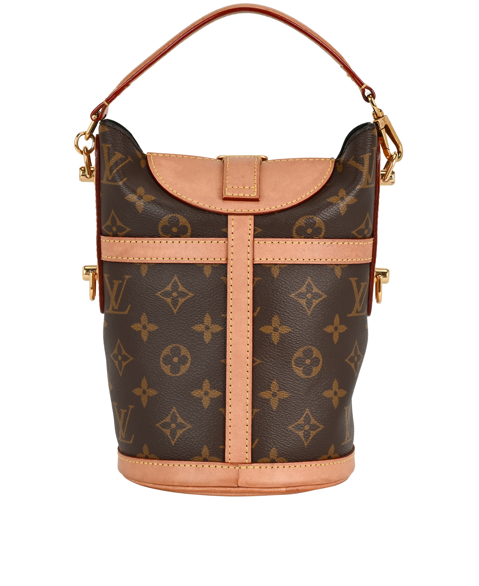 Duffle Bucket Bag, &pound;995, Handbags, Brown, Canvas, Back view